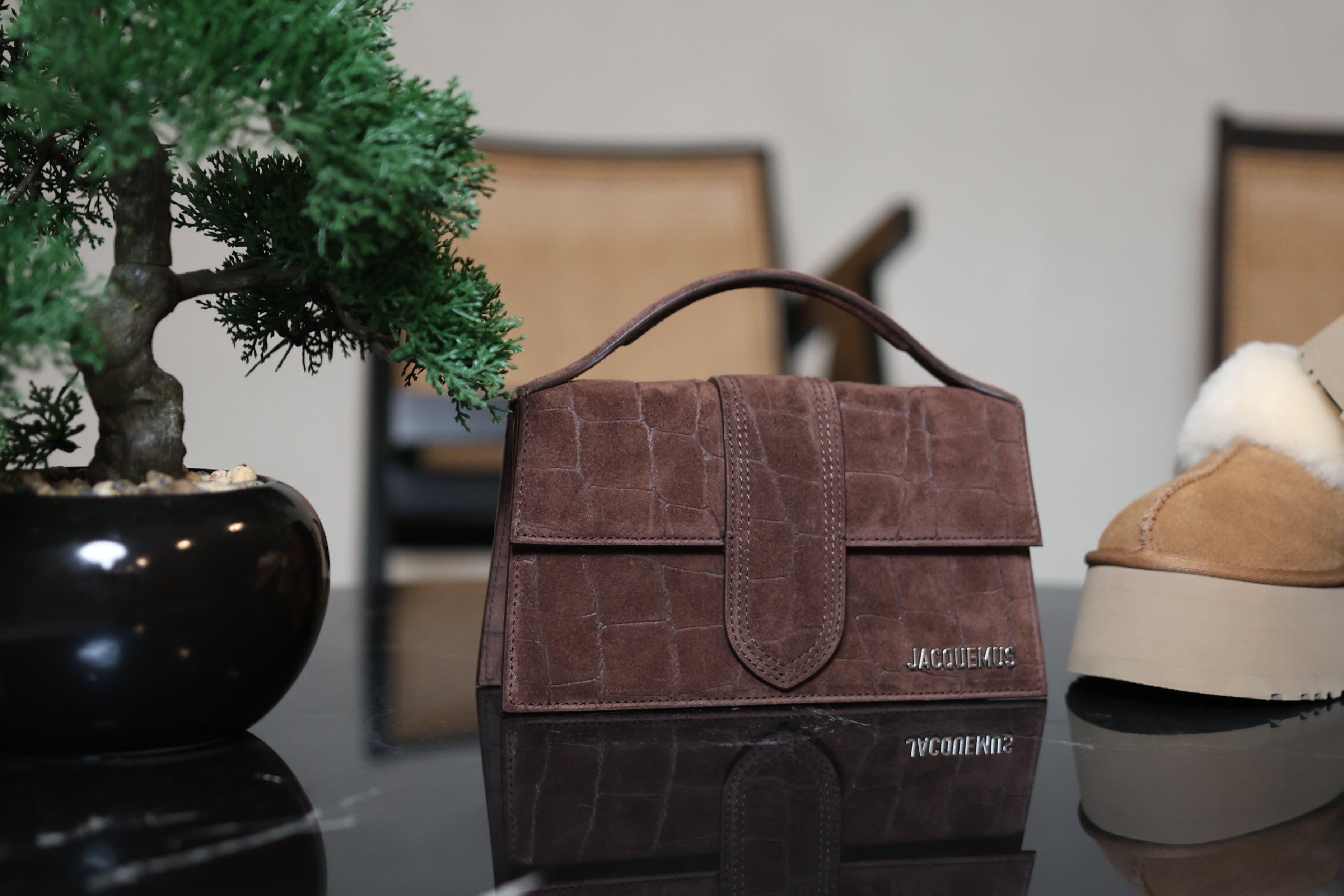 Jacquemus Le Grand Bambino 'Crocodile Dark Brown'