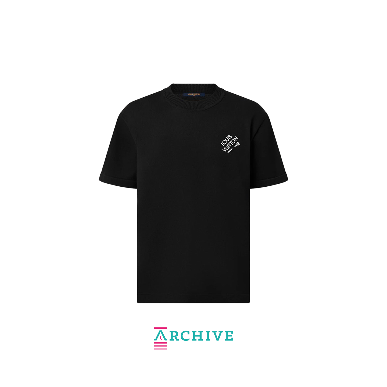 Louis Vuitton Embroidered Signature Short-Sleeved Cotton Crewneck 'Black' - Size S (ARCHIVE)
