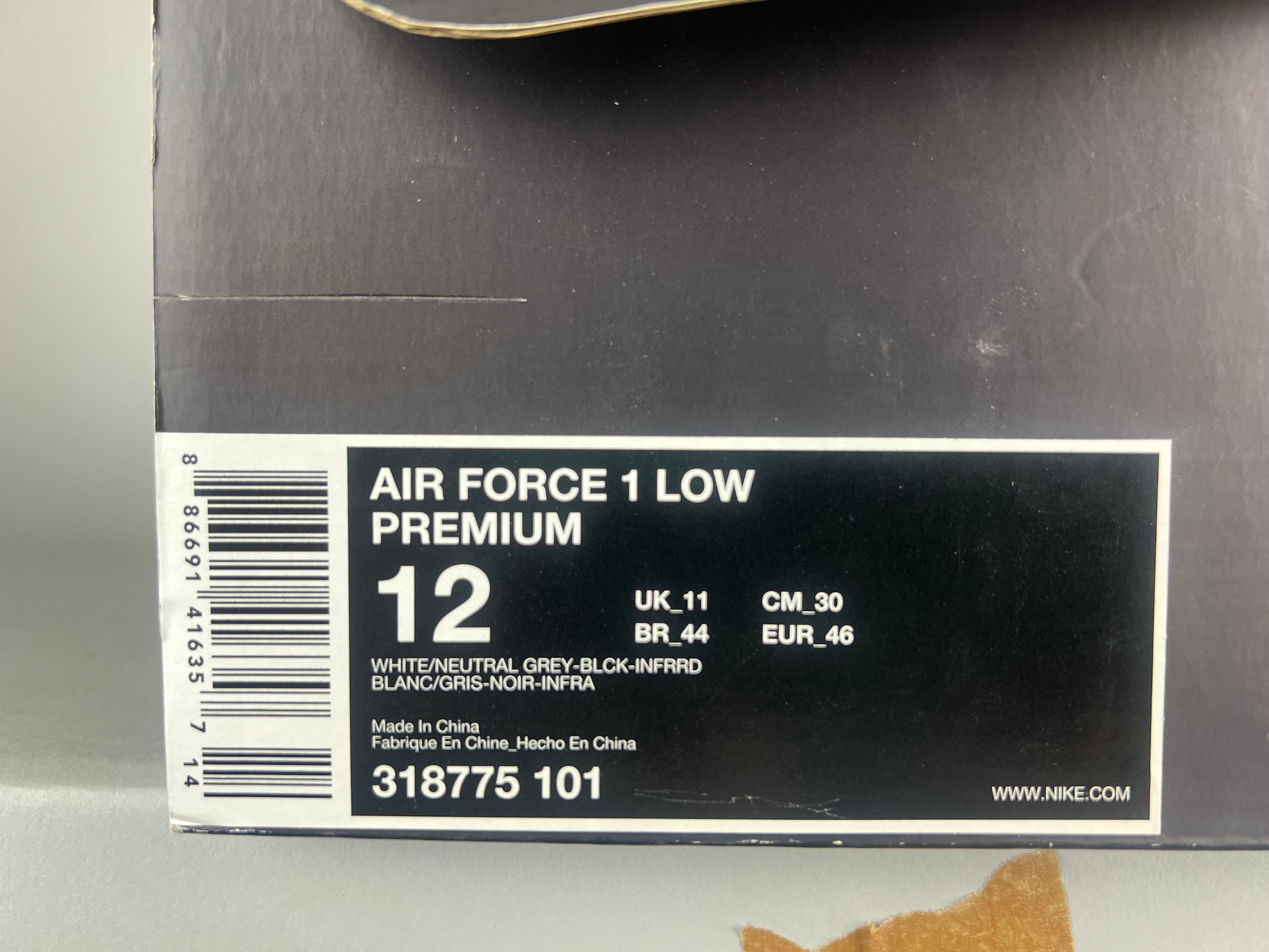 Nike Air Force 1 Low Premium 'Infrared' - Size 46 (ARCHIVE)