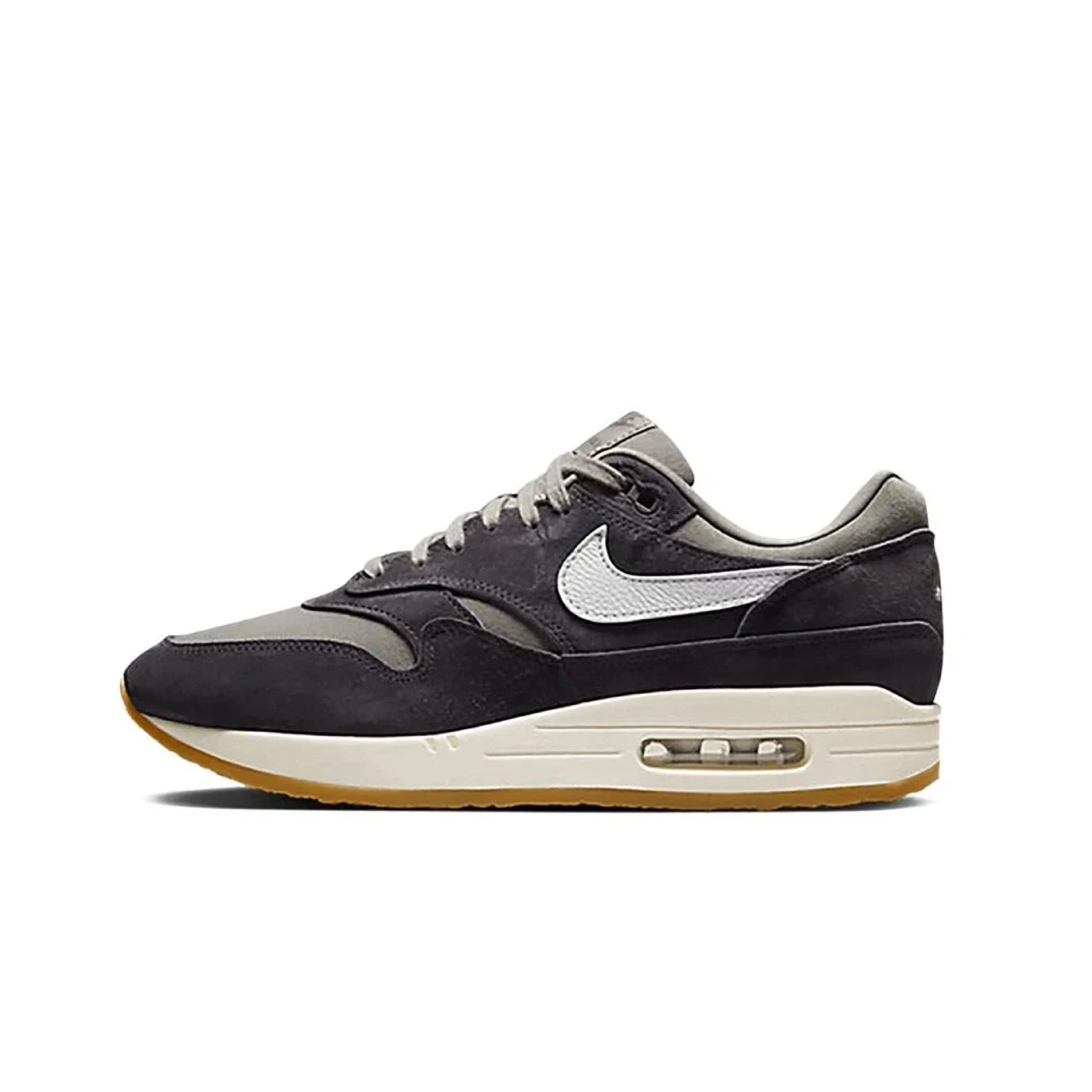 Nike Air Max 1 Crepe Soft Grey – Premium Suede and Crepe Sole Retro Sneakers, Light Grey Lifestyle Shoes, Iconic Streetwear Trainers