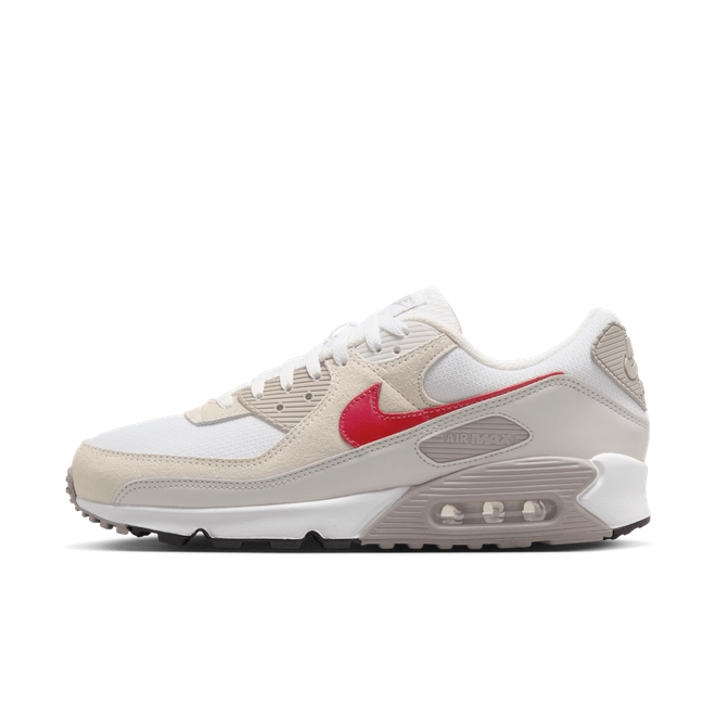 Nike Air Max 90 sneakers in 'College Grey & University Red' colorway, stylish athletic shoes featuring grey and red accents, ideal for casual and sportswear.