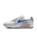 Nike Air Max 90 sneakers in 'Grey Racer Blue' colorway, stylish athletic shoes with grey and blue accents, perfect for casual and sportswear.