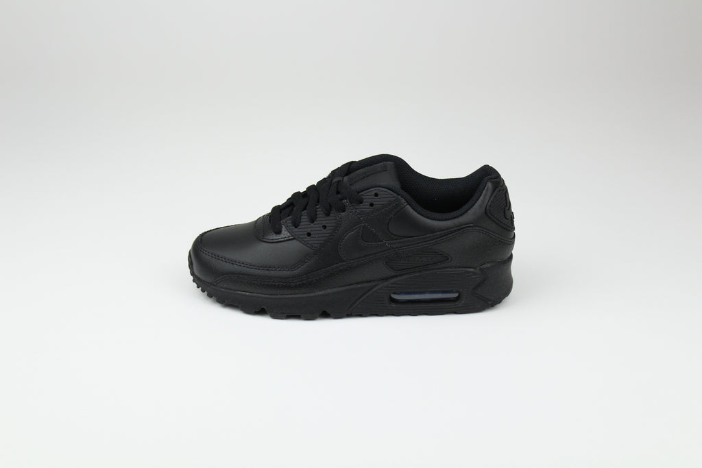 Nike Air Max 90 Leather Triple Black – Classic Retro Running Sneakers, Premium All-Black Lifestyle Shoes, Iconic Streetwear Trainers
