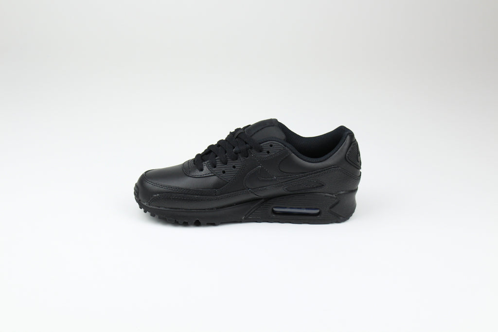 Nike Air Max 90 Leather Triple Black – Classic Retro Running Sneakers, Premium All-Black Lifestyle Shoes, Iconic Streetwear Trainers