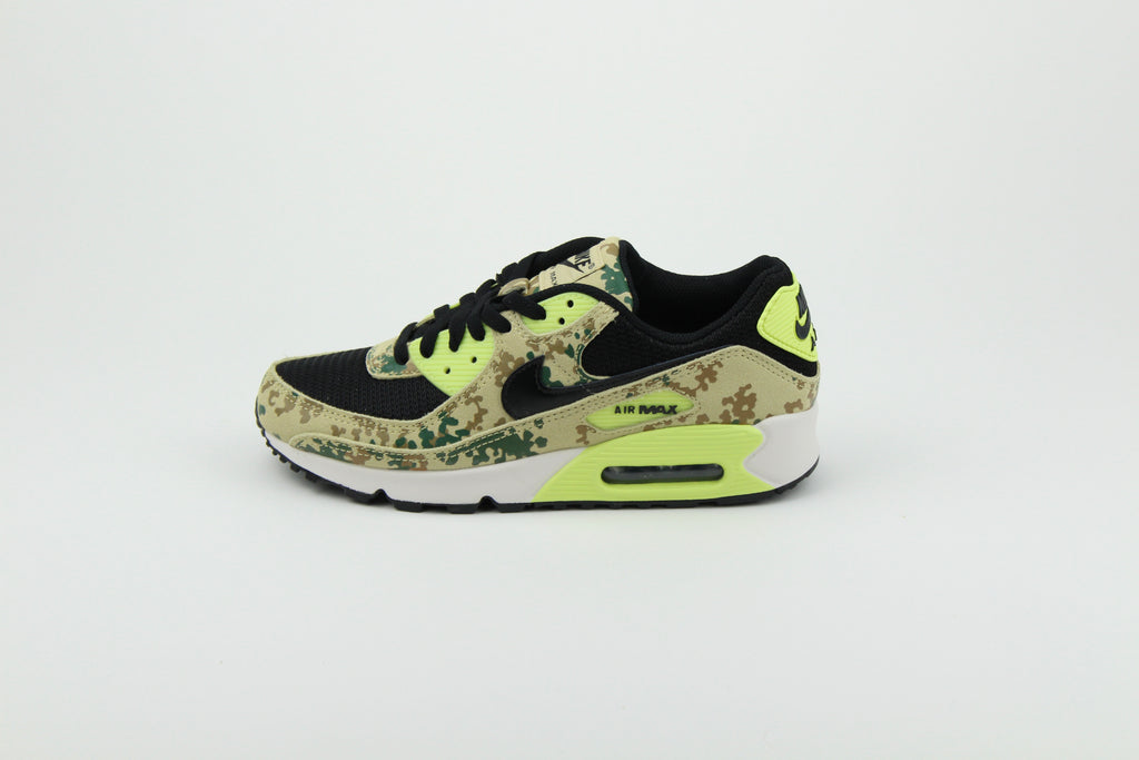 Nike Air Max 90 'Light Lemon Twist' (Camo Pack) – vibrant sneakers with a fresh lemon color, camo details, innovative Nike Air cushioning, and durable design, ideal for casual and athletic wear.