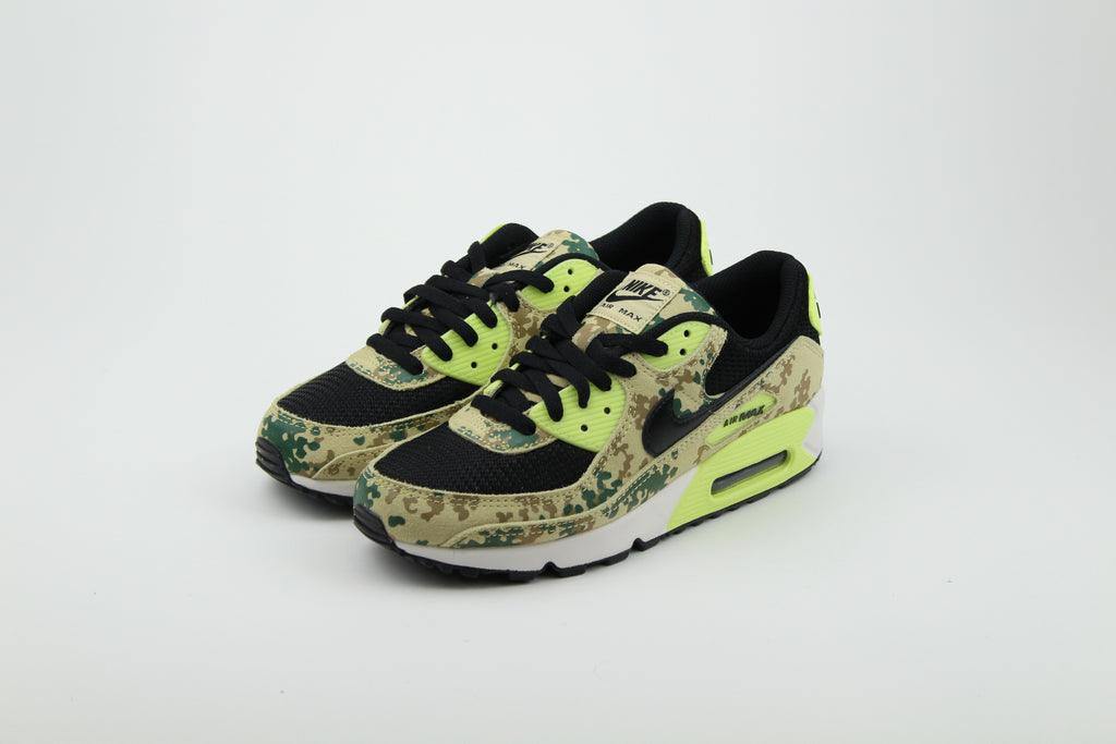 Nike Air Max 90 'Light Lemon Twist' (Camo Pack) – vibrant sneakers with a fresh lemon color, camo details, innovative Nike Air cushioning, and durable design, ideal for casual and athletic wear.