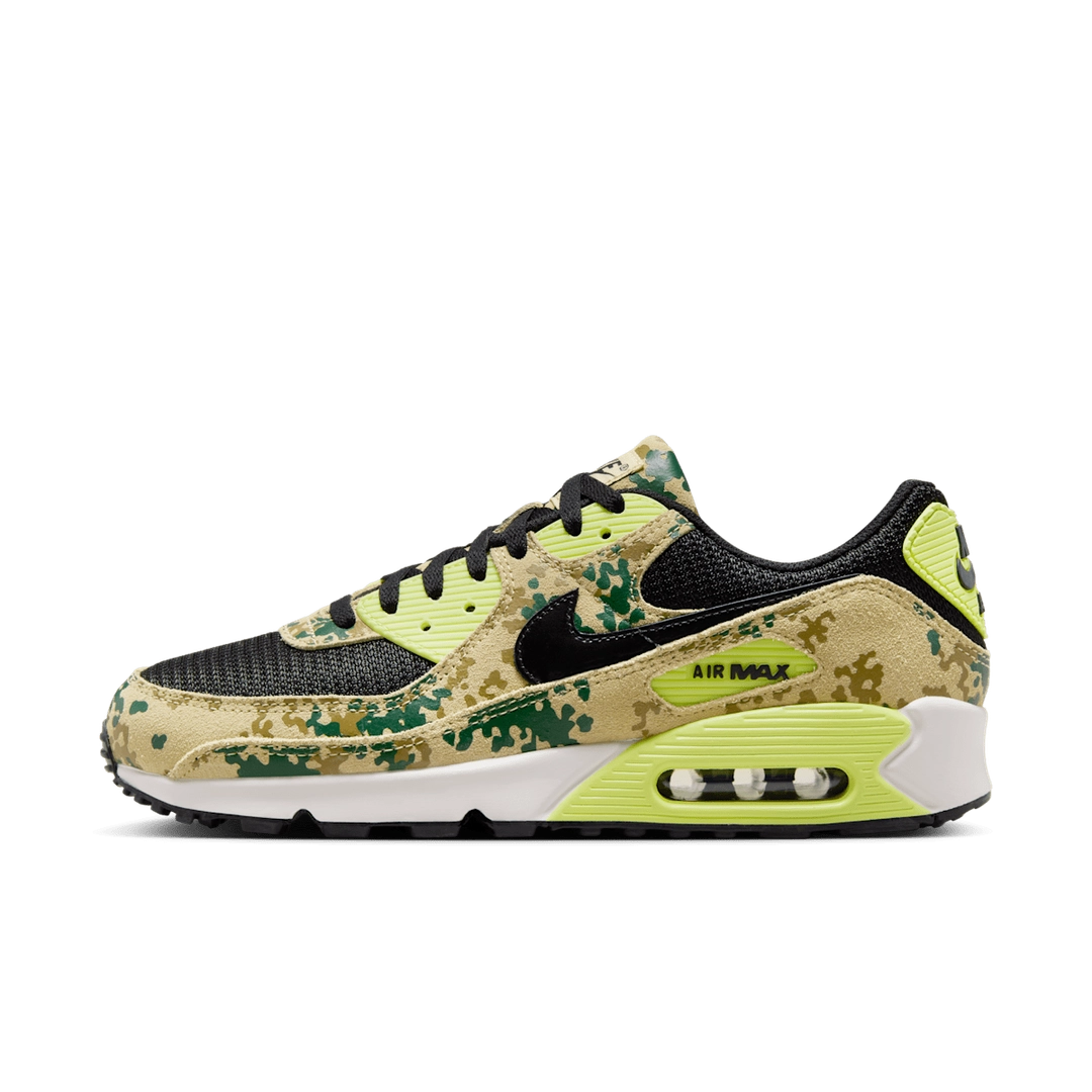 Nike Air Max 90 'Light Lemon Twist' (Camo Pack) – vibrant sneakers with a fresh lemon color, camo details, innovative Nike Air cushioning, and durable design, ideal for casual and athletic wear.