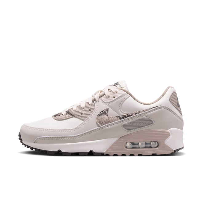 Nike Air Max 90 Light Pink Snakeskin – Premium Retro Running Sneakers, Textured Leather Lifestyle Shoes, Stylish Streetwear Trainers