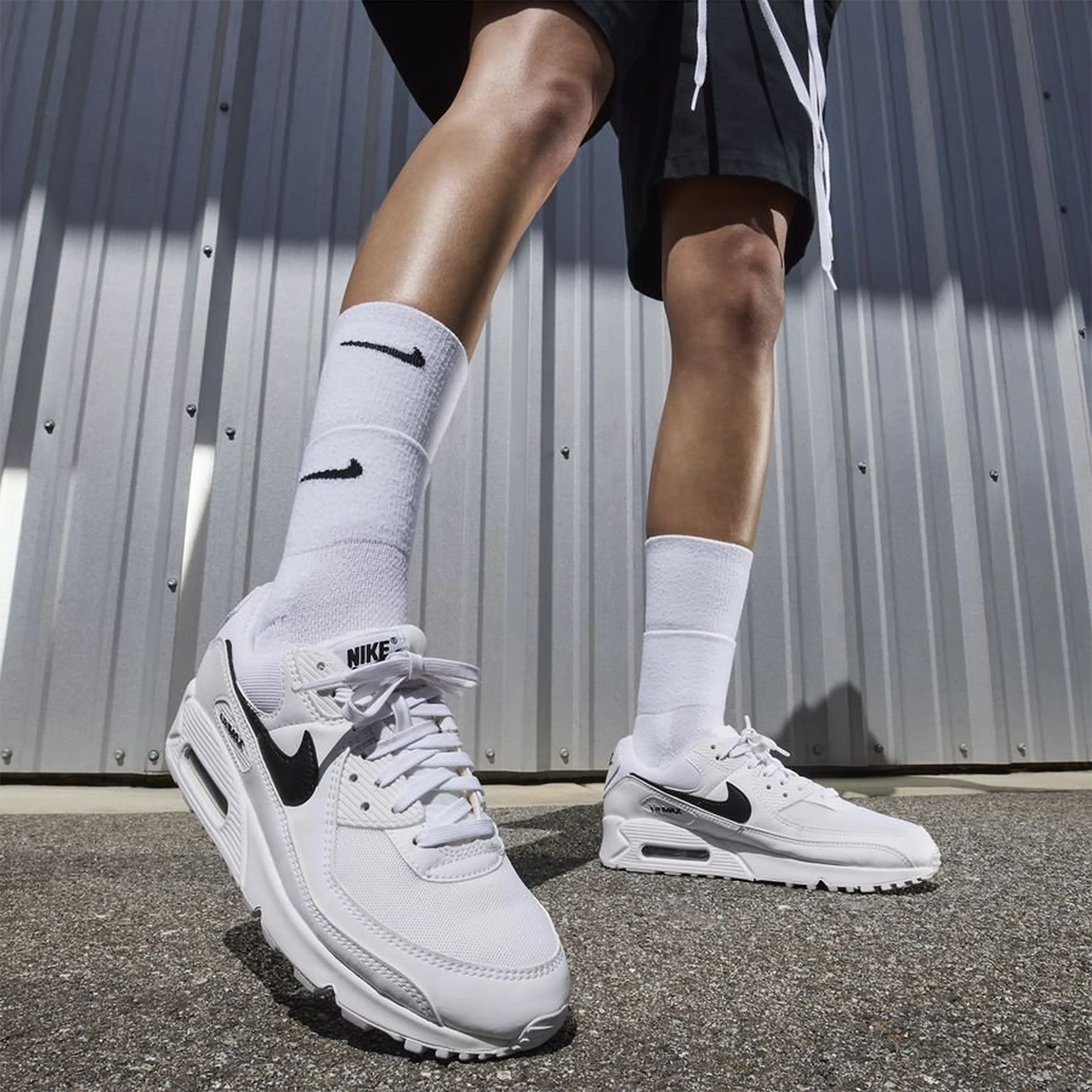 Nike Air Max 90 Next Nature White Black Women sneaker with sustainable materials classic white black design available at The Attic
