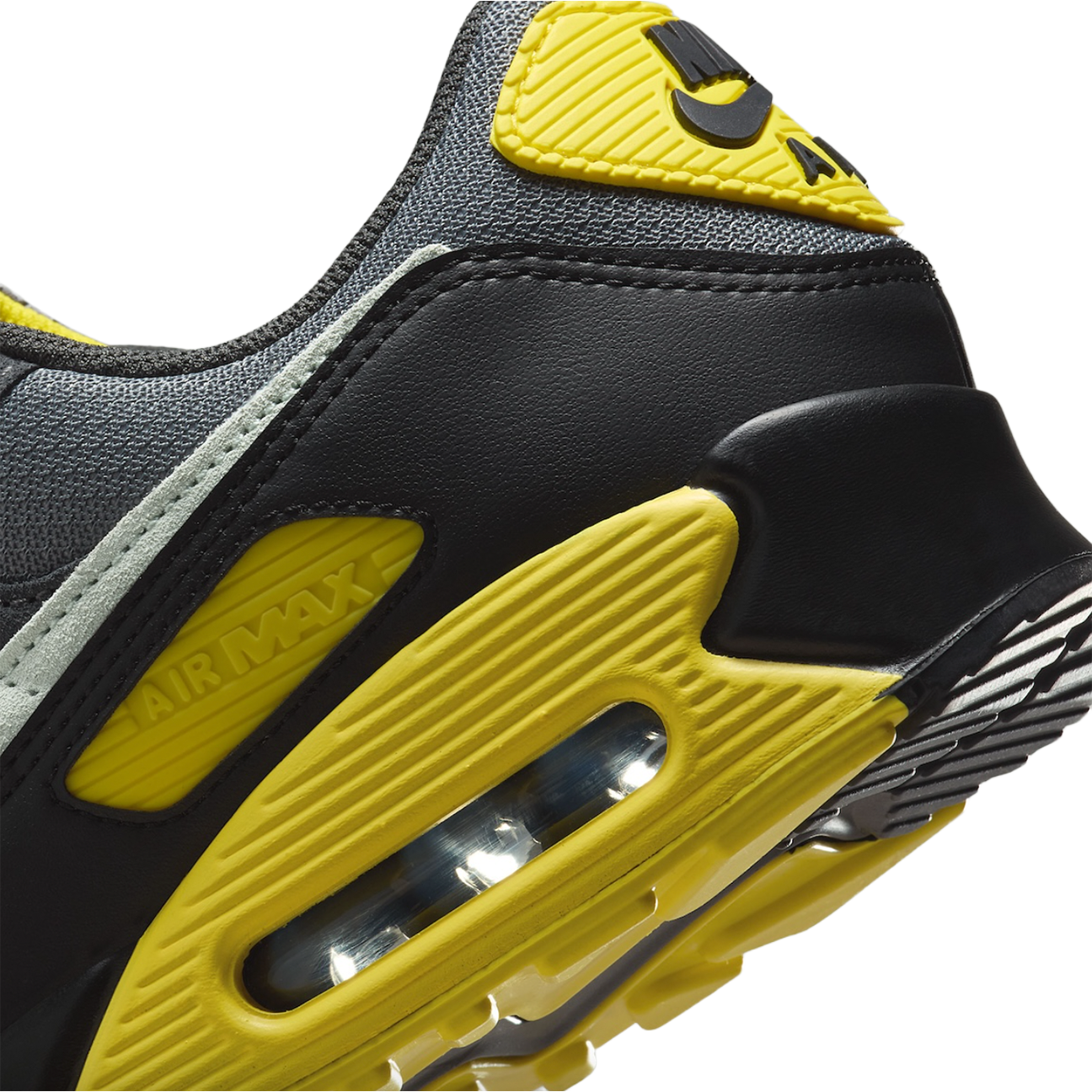 Nike Air Max 90 Smoke Grey Lightning sneaker with grey upper and bright Lightning accents available at The Attic