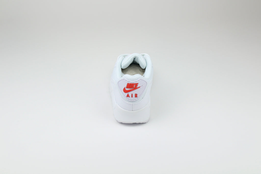 Nike Air Max 90 White & Light Crimson – Retro Running Sneakers, Premium Leather Lifestyle Shoes, Iconic Streetwear Trainers