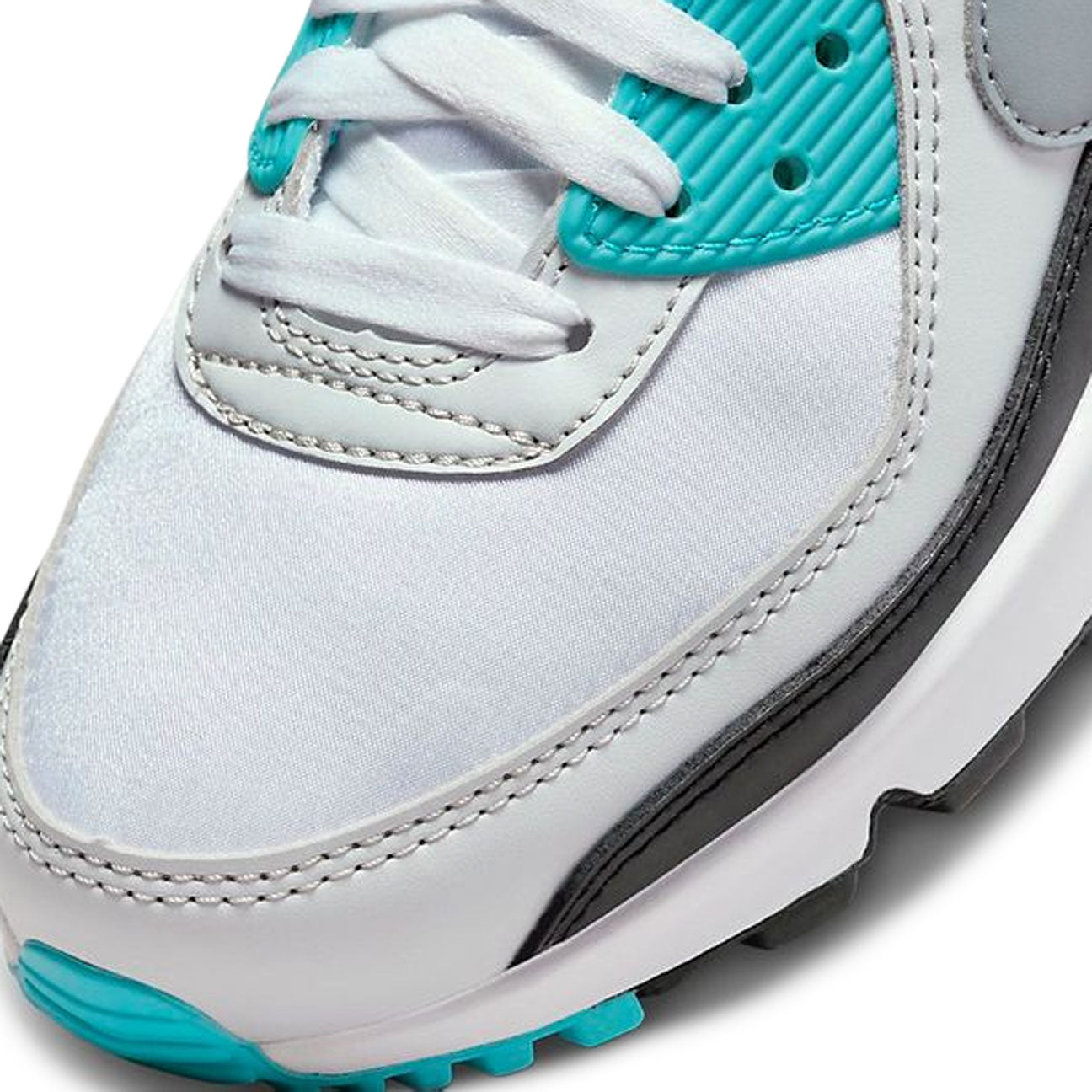Nike Air Max 90 White Teal Nebula womens sneaker with mesh and leather upper and visible Air cushioning