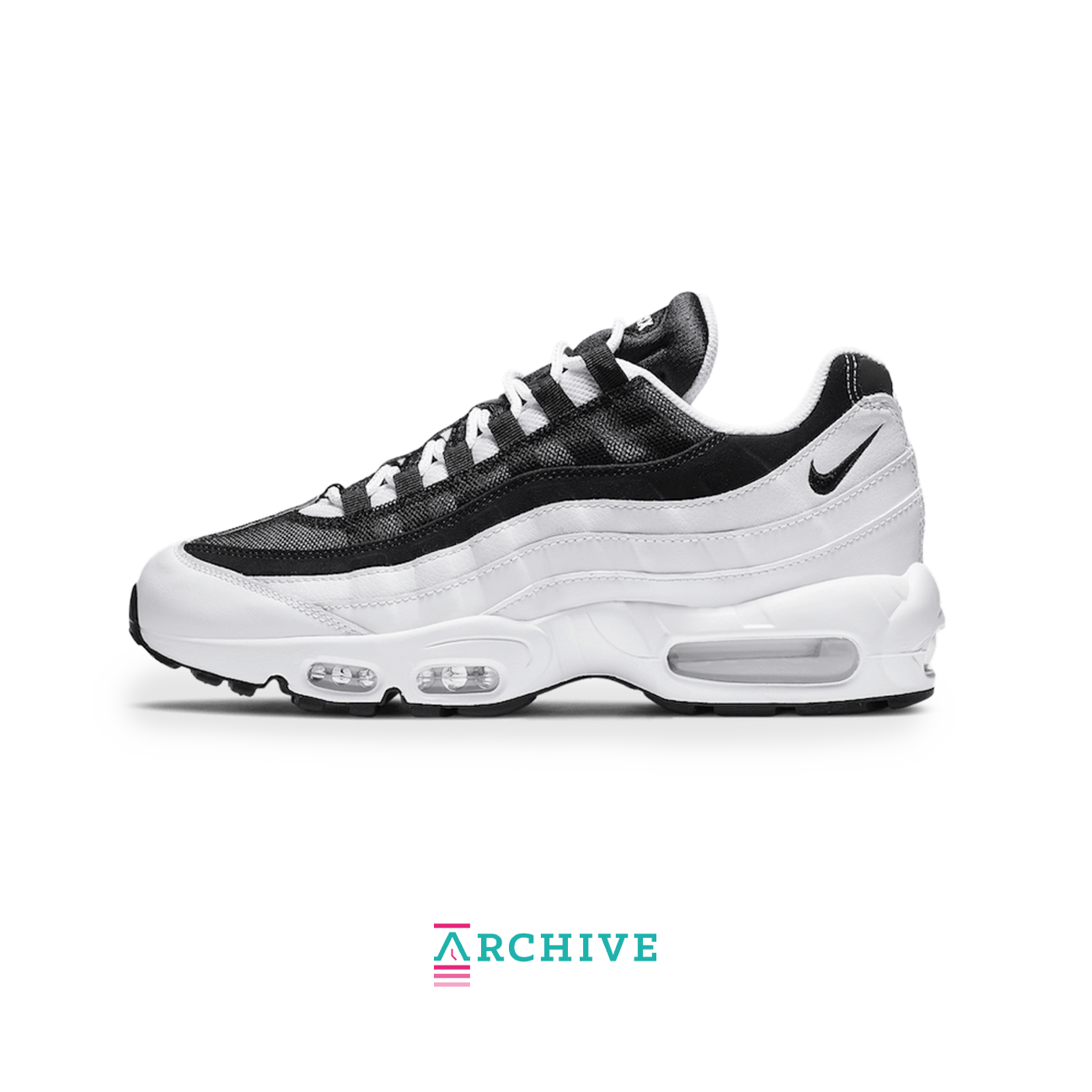 Nike Air Max 95 Yin Yang Black sneaker with layered upper monochrome design and visible Air cushioning available at The Attic
