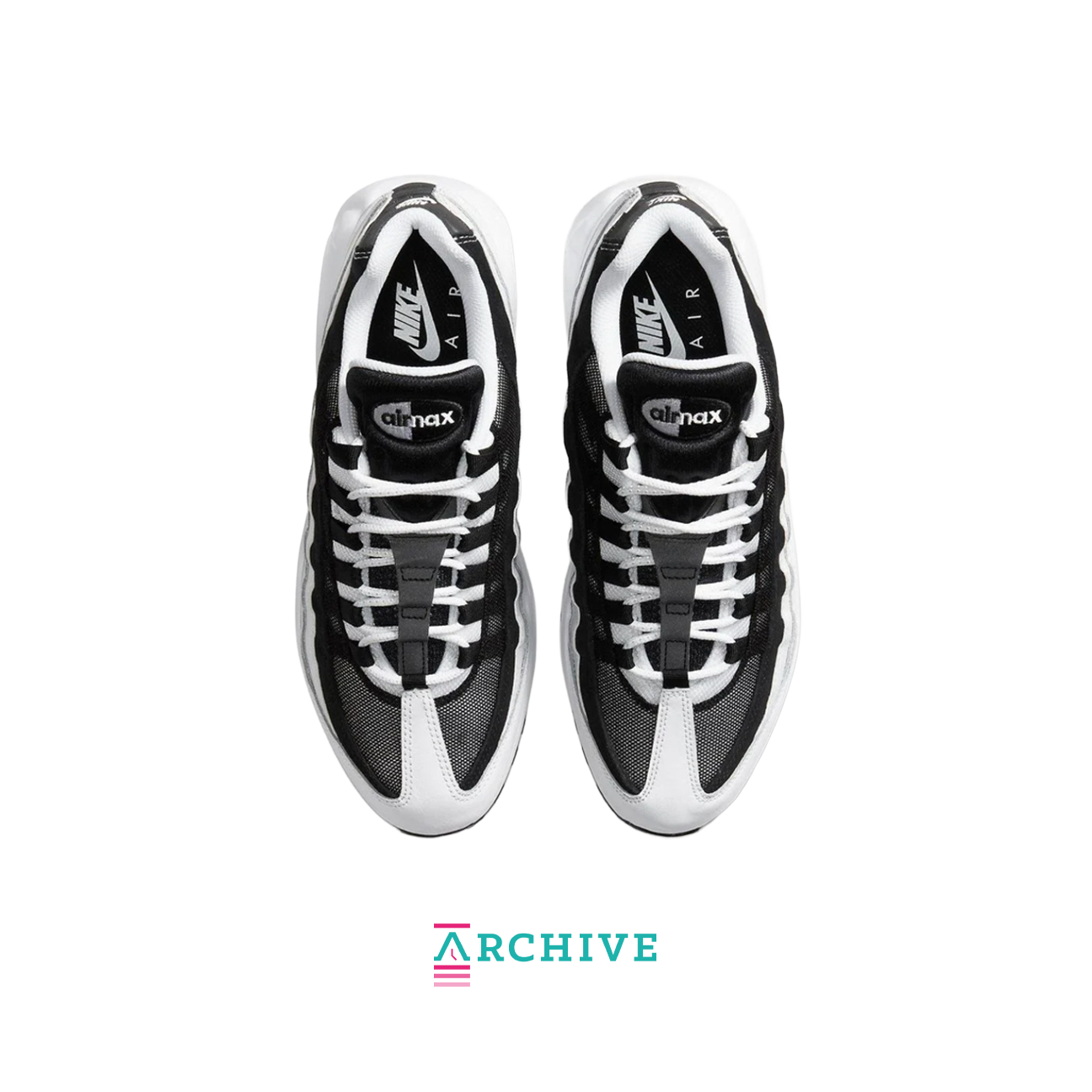 Nike Air Max 95 Yin Yang Black sneaker with layered upper monochrome design and visible Air cushioning available at The Attic
