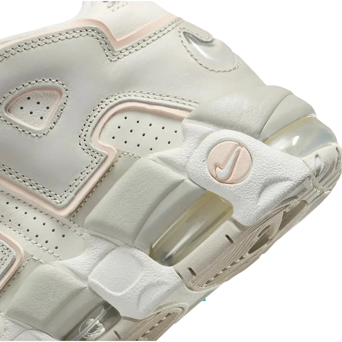 Nike Air More Uptempo 96 Sail Guava sneaker with oversized AIR lettering and full length Air cushioning