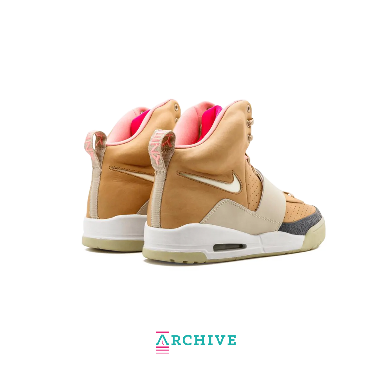 Nike Air Yeezy 1 Net Tan sneaker with premium leather upper, midfoot strap and glow in the dark outsole
