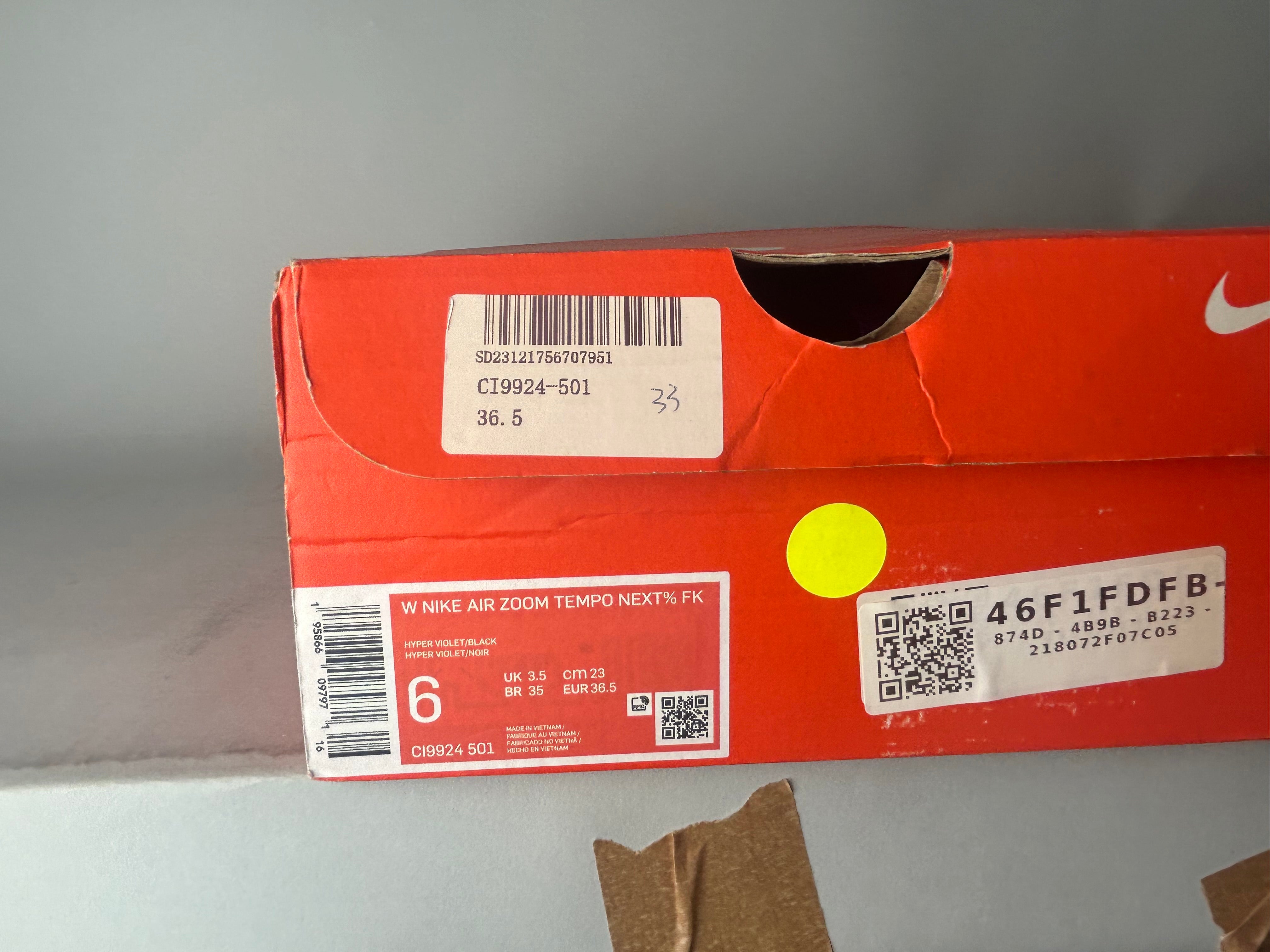Nike Air Zoom Tempo Next% Flyknit Hyper Violet (W) - Size 36.5 (ARCHIVE)