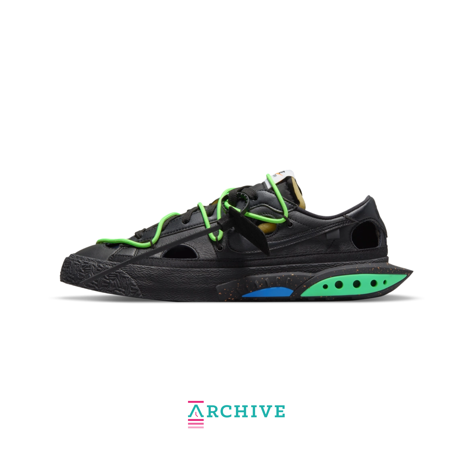 Nike Blazer Low Off-White Black 'Electro Green' (2022)- Size 40.5 (ARCHIVE)-9587173163338-The Attic
