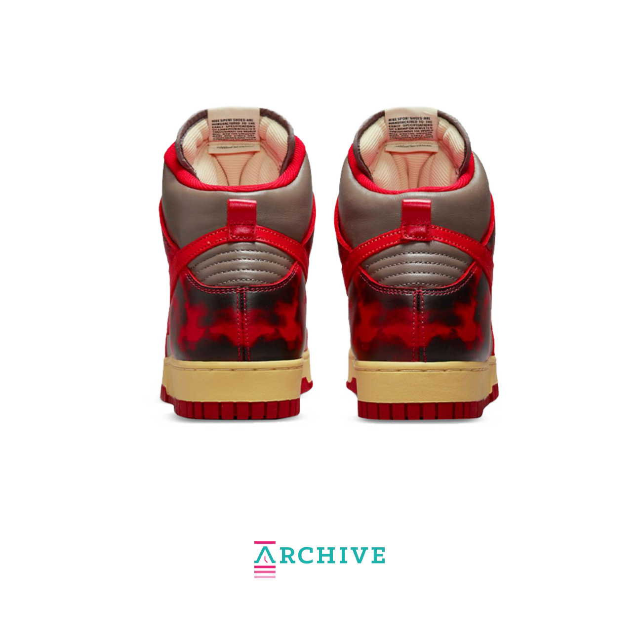 Nike Dunk High 85 SP Acid Wash sneaker in red with vintage treated leather upper and classic high top Dunk silhouette