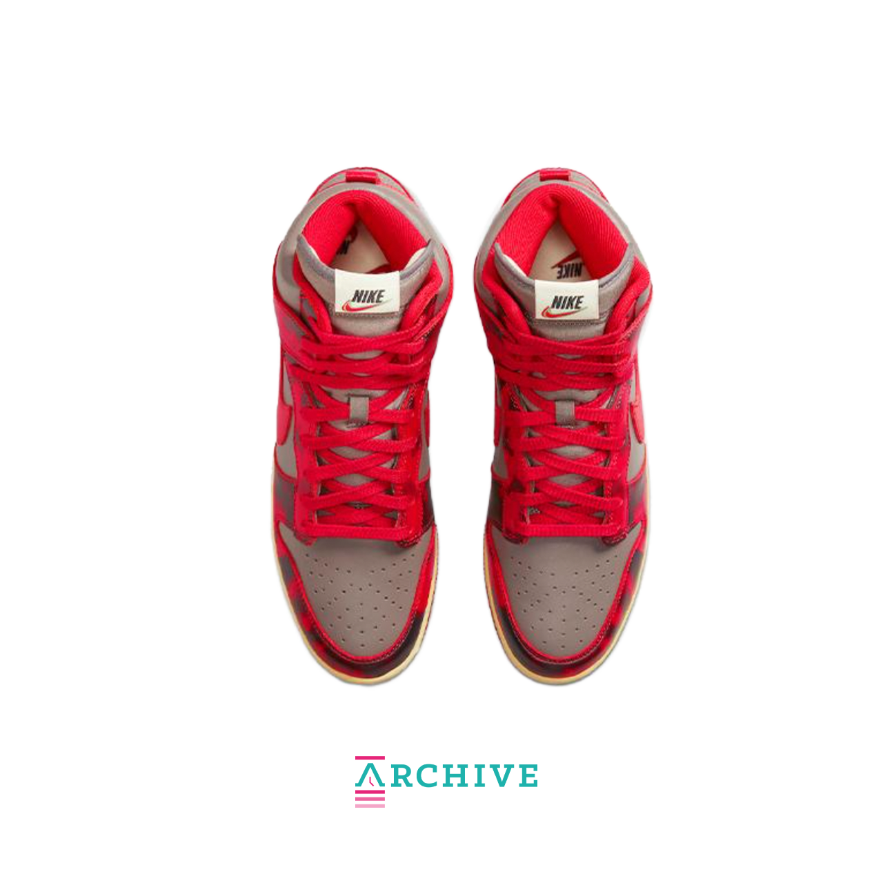 Nike Dunk High 85 SP Acid Wash sneaker in red with vintage treated leather upper and classic high top Dunk silhouette