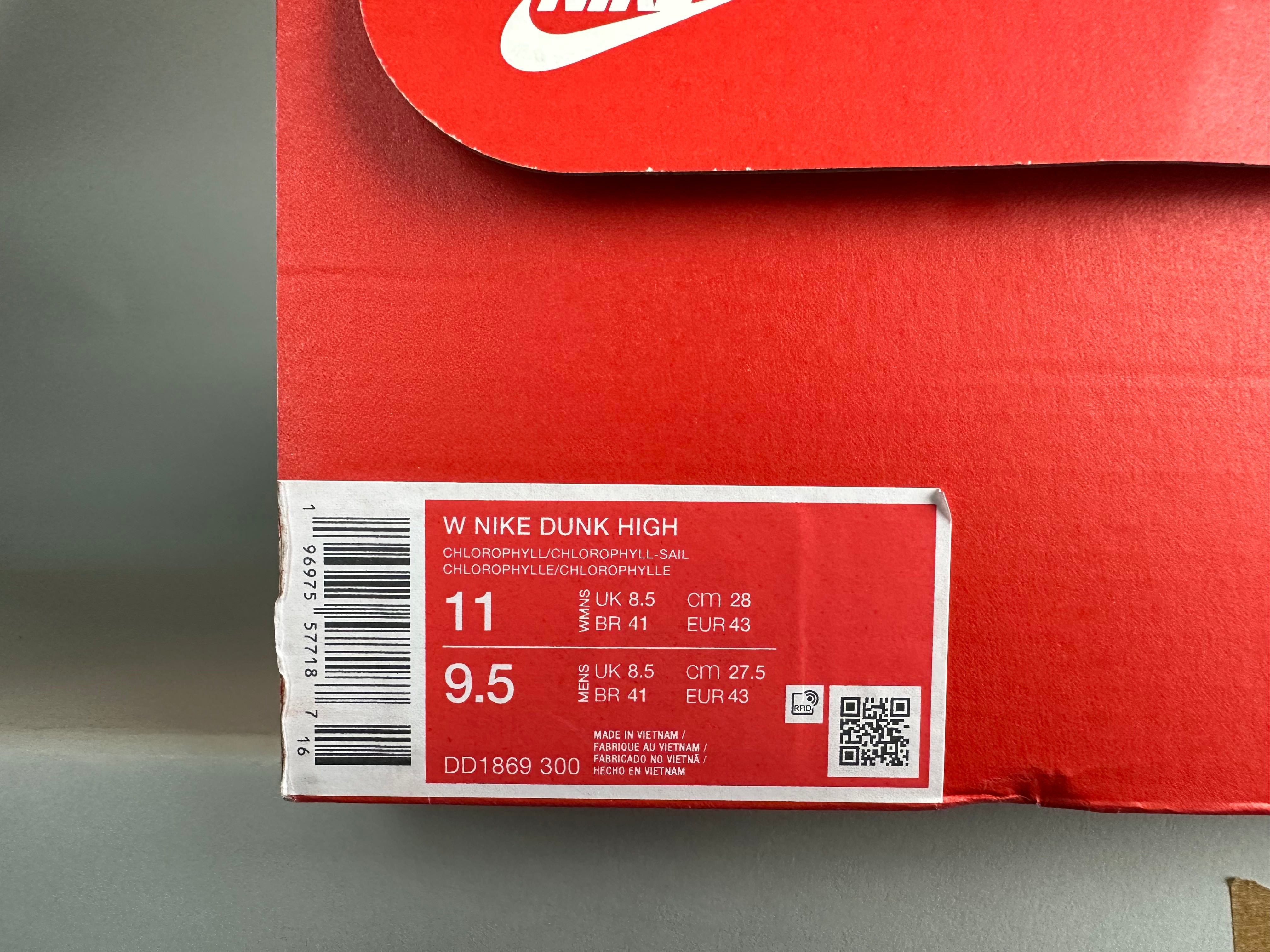 Nike Dunk High 'Chlorophyll' (W) - Size 43 (ARCHIVE)