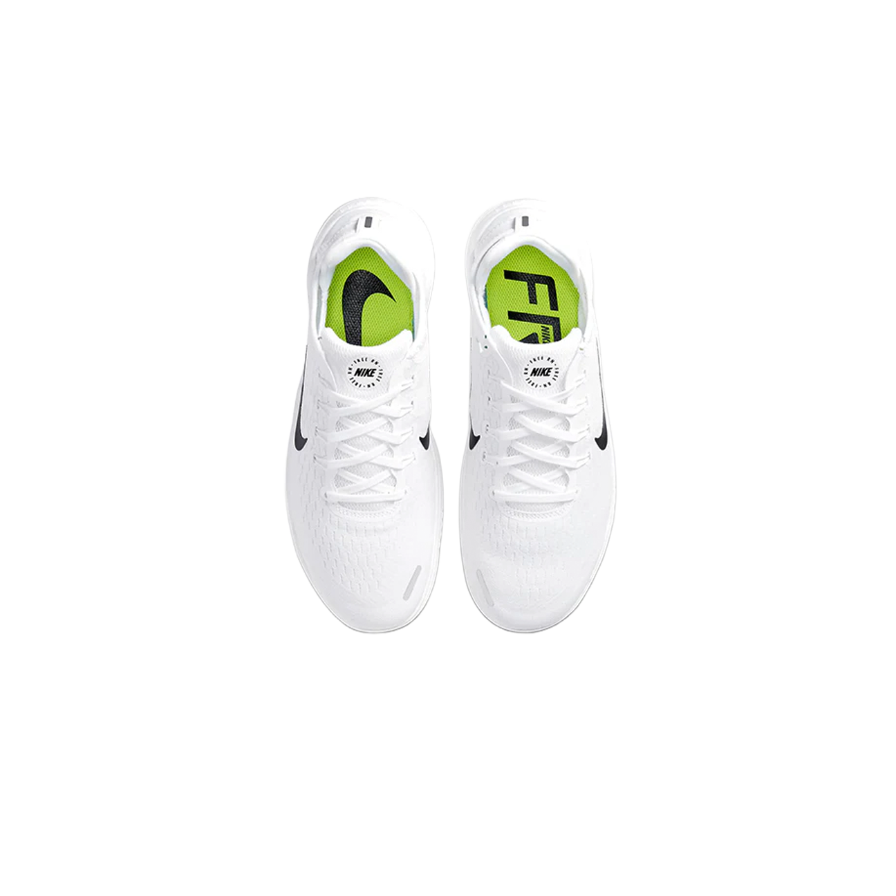 Nike Free RN 2018 White running shoe with lightweight white mesh upper flexible sole and minimalist design available at The Attic