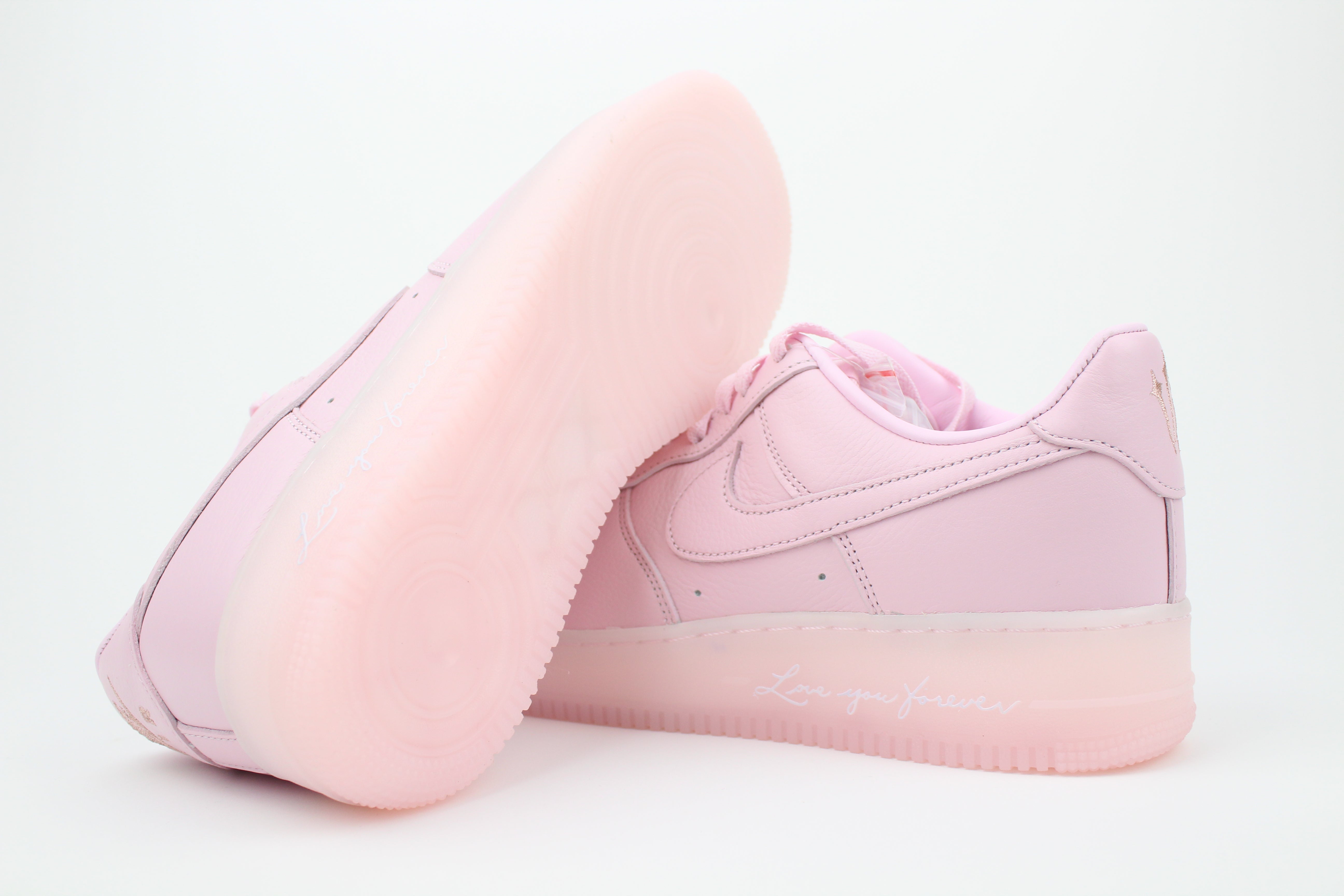 NOCTA x Nike Air Force 1 Low 'Pink Foam' from Certified Lover Boy Pack in soft pink leather. Classic cushioning meets fresh, streetwear style.