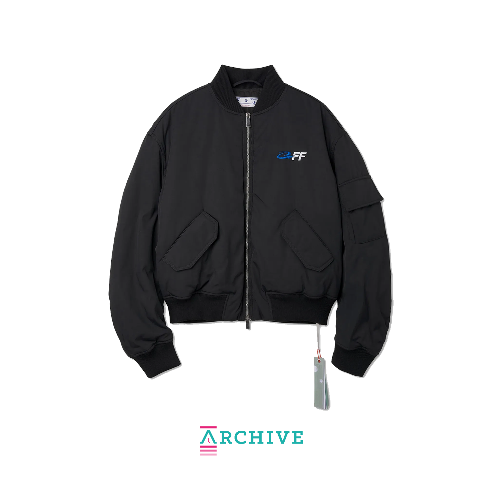 Off-White Quilted Bomber Jacket Logo Back Print 'Black' - Size L (ARCHIVE)-9518130659658-The Attic