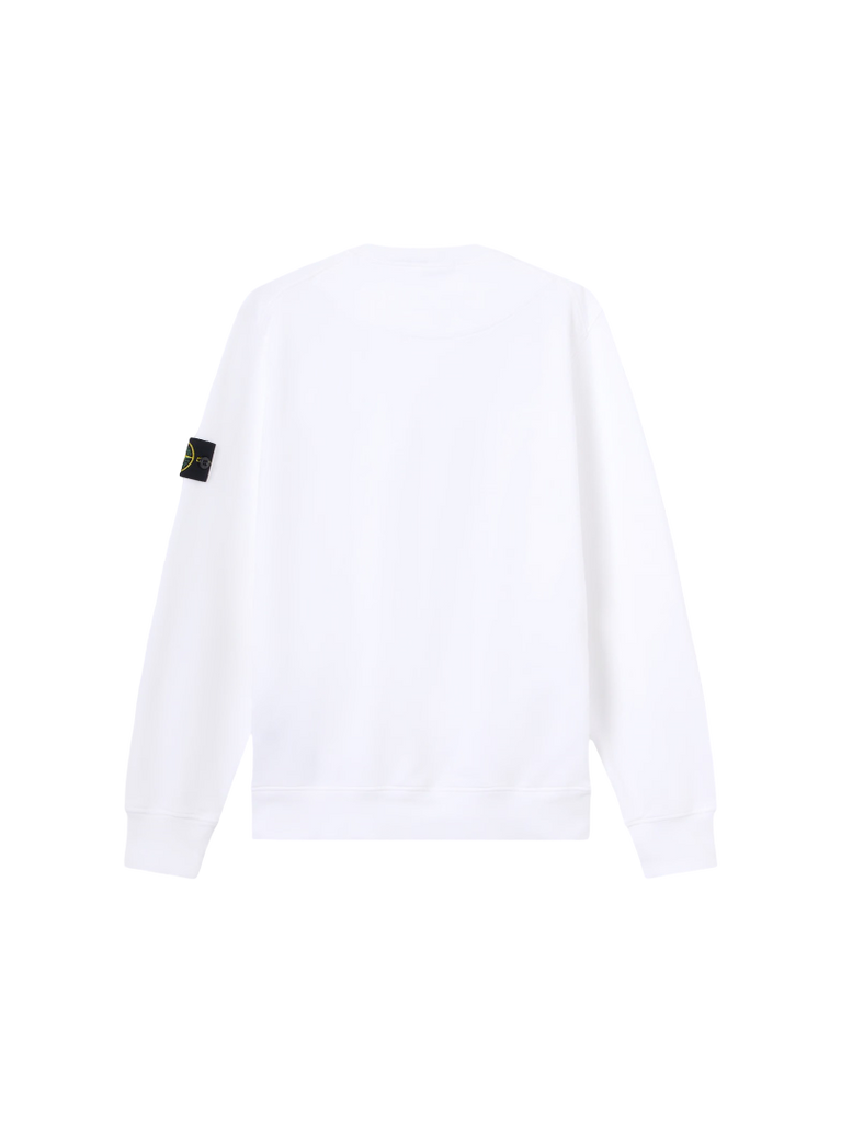 Shop the Stone Island Felpa Crewneck 'White' – a premium cotton sweatshirt with a clean white finish and iconic compass patch, blending comfort, quality, and streetwear style.
