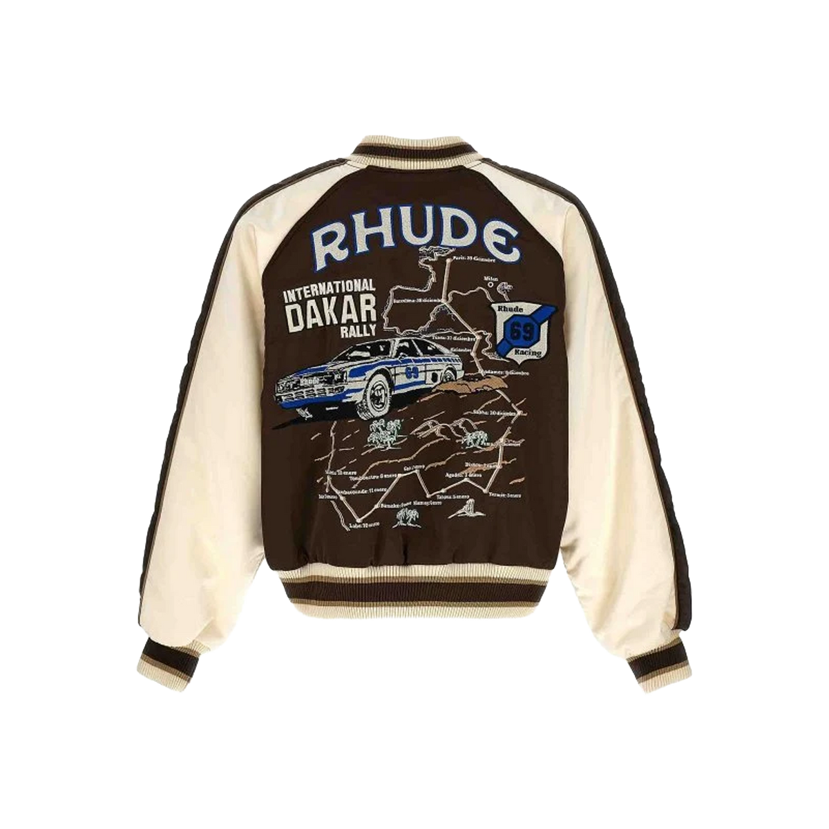 Rhude Souvenir Varsity bomberjack (bruin/wit)