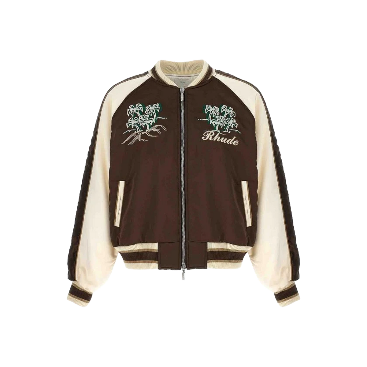 Rhude Souvenir Varsity bomberjack (bruin/wit)