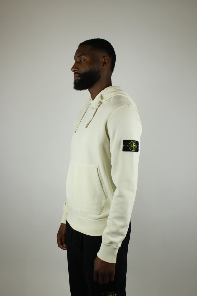 Shop the Stone Island Felpa Hoodie 'Beige' – a premium cotton hoodie with a relaxed fit, detachable compass patch, and versatile beige color for timeless streetwear style.