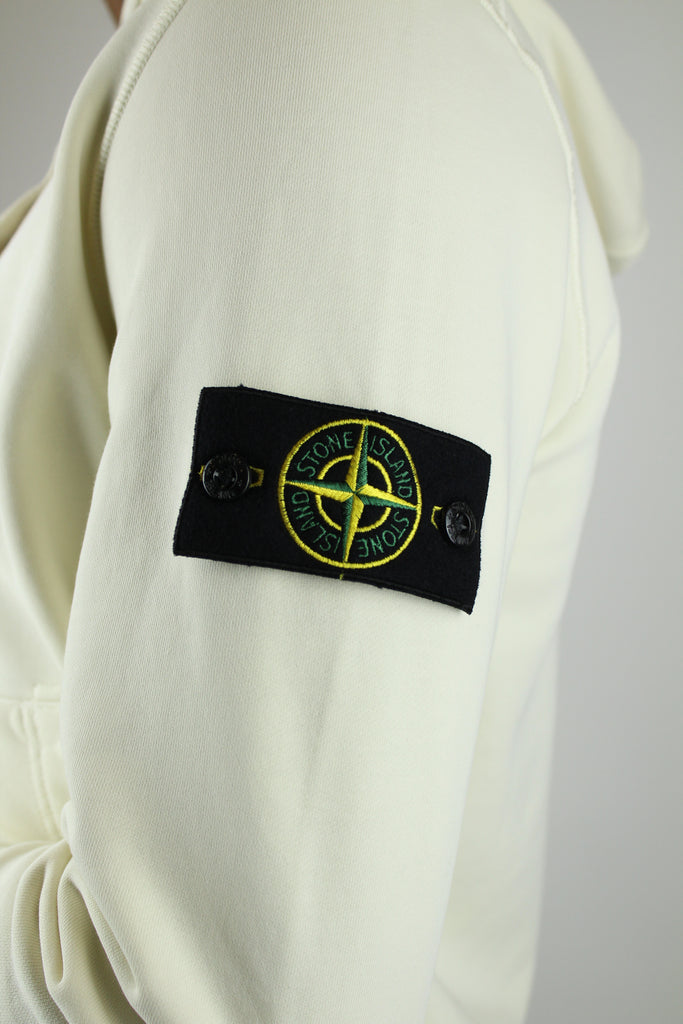 Shop the Stone Island Felpa Hoodie 'Beige' – a premium cotton hoodie with a relaxed fit, detachable compass patch, and versatile beige color for timeless streetwear style.
