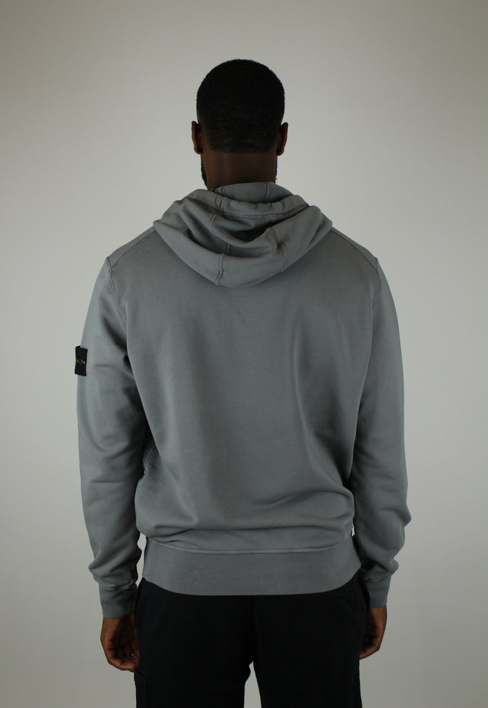 Shop the Stone Island Felpa Hoodie 'Grey' – a premium cotton hoodie with a relaxed fit, iconic compass patch, and versatile grey color for classic streetwear style.
