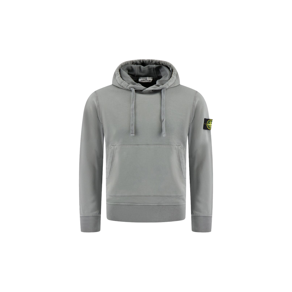 Shop the Stone Island Felpa Hoodie 'Grey' – a premium cotton hoodie with a relaxed fit, iconic compass patch, and versatile grey color for classic streetwear style.