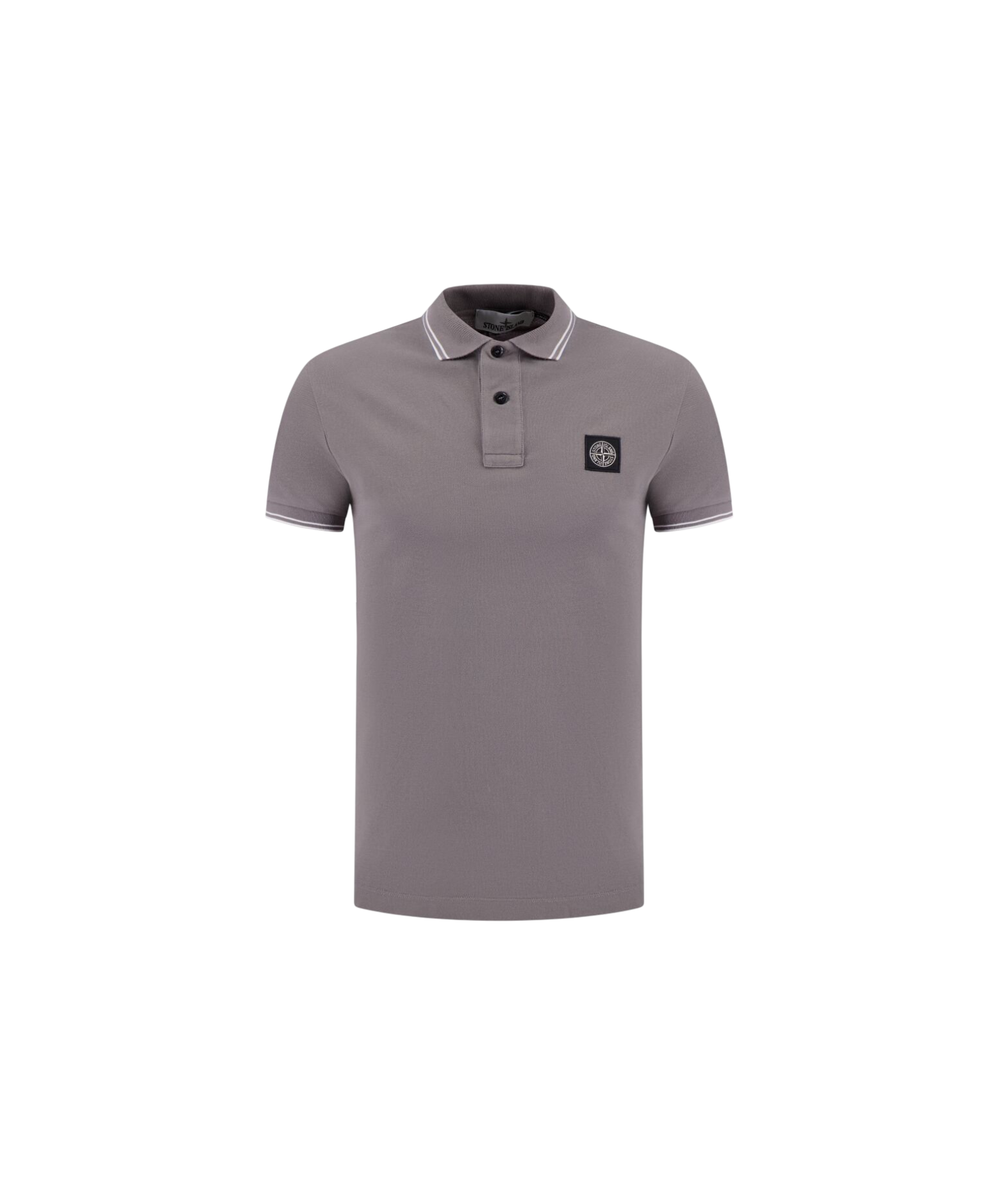 Stone Island SS Polo 'Cement' with soft cotton and compass branding. Style with cargos or shorts for a clean, premium streetwear fit.