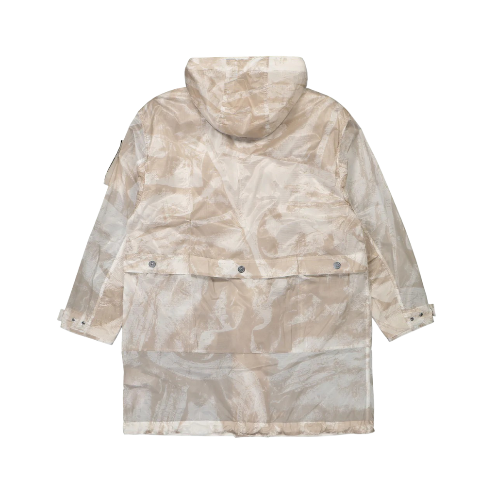 Stone Island UV-reactive Nylon Parka 'Camouflage Desert' – lightweight waterproof jacket with UV-sensitive camouflage pattern, functional design, and iconic logo, perfect for urban and outdoor style.