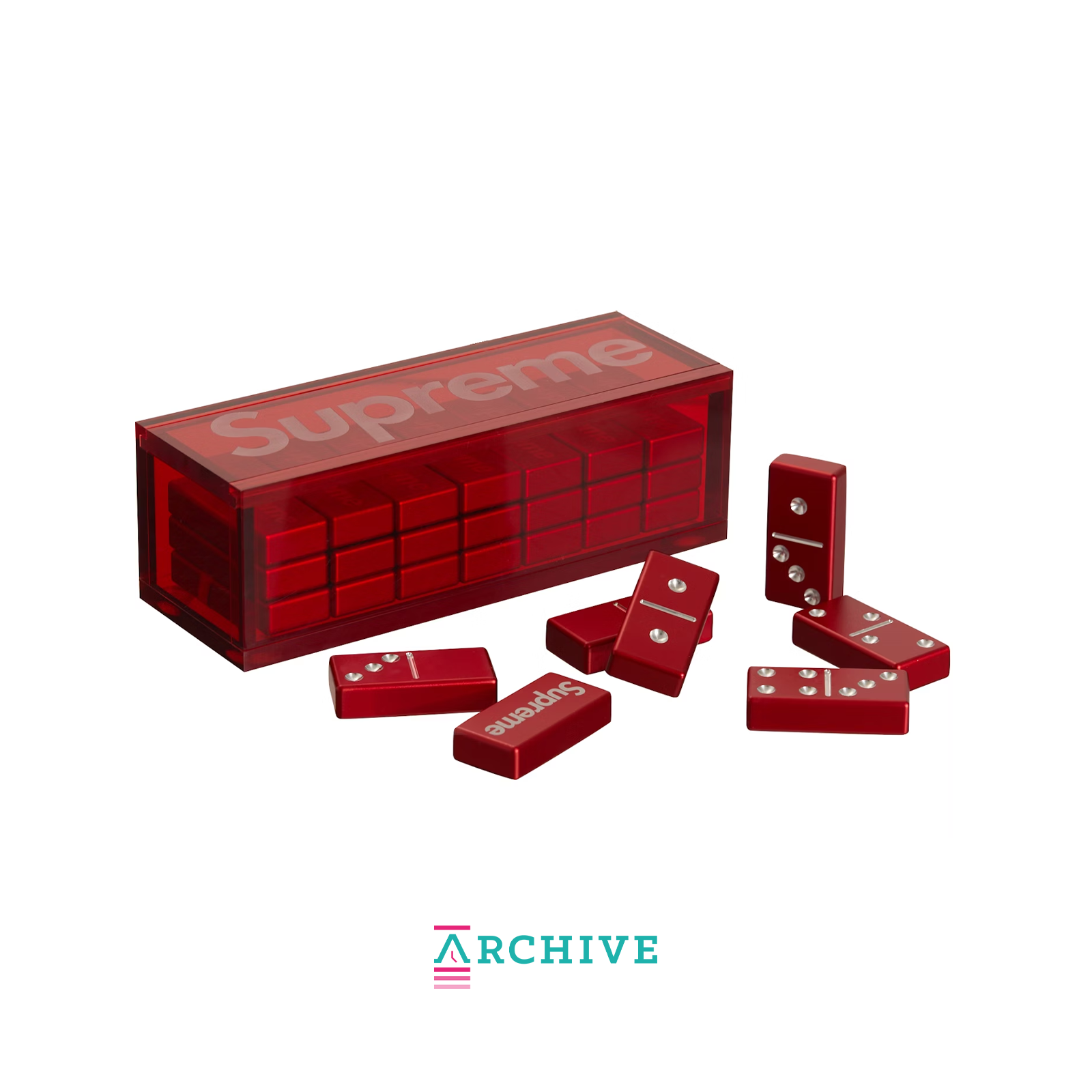 Supreme Aluminium Domino Set 'Red' FW22 (ARCHIVE)-9561551176010-The Attic