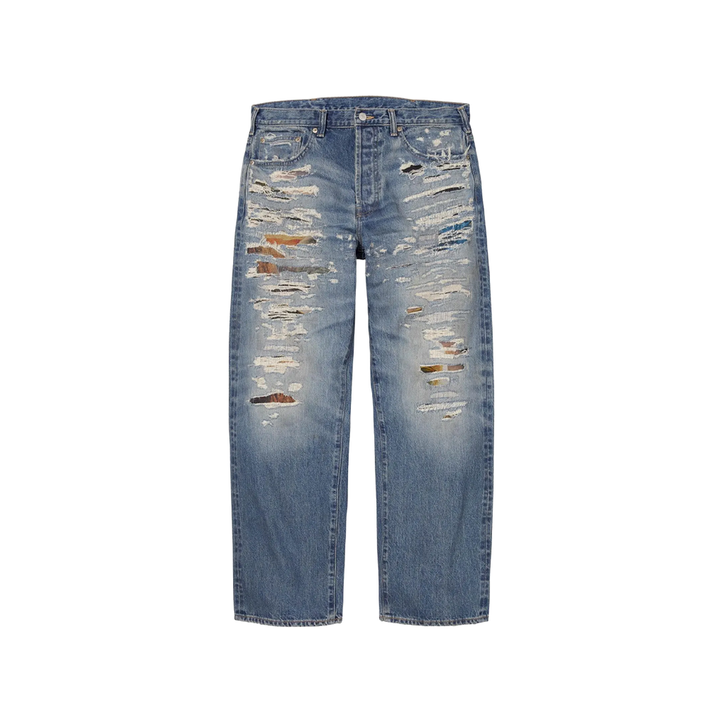 Supreme x MM6 Maison Margiela Distressed Loose Fit Selvedge Jean