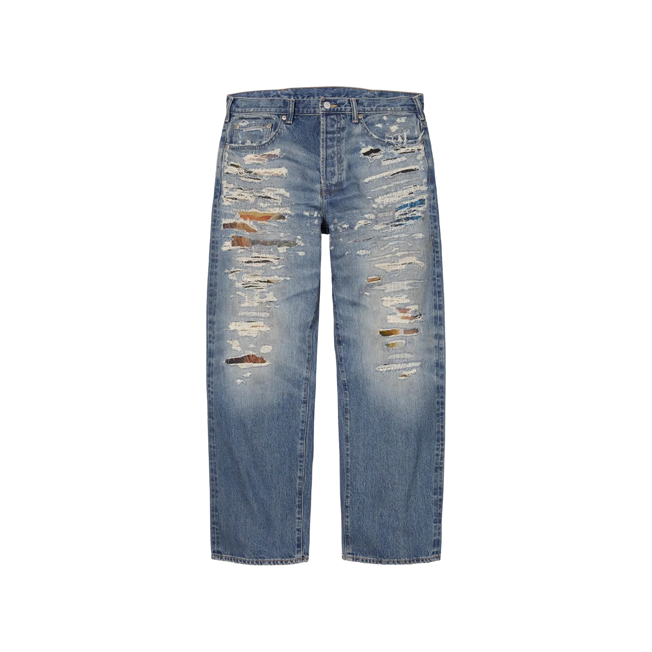 Supreme x MM6 Maison Margiela Distressed Loose Fit Selvedge Jean