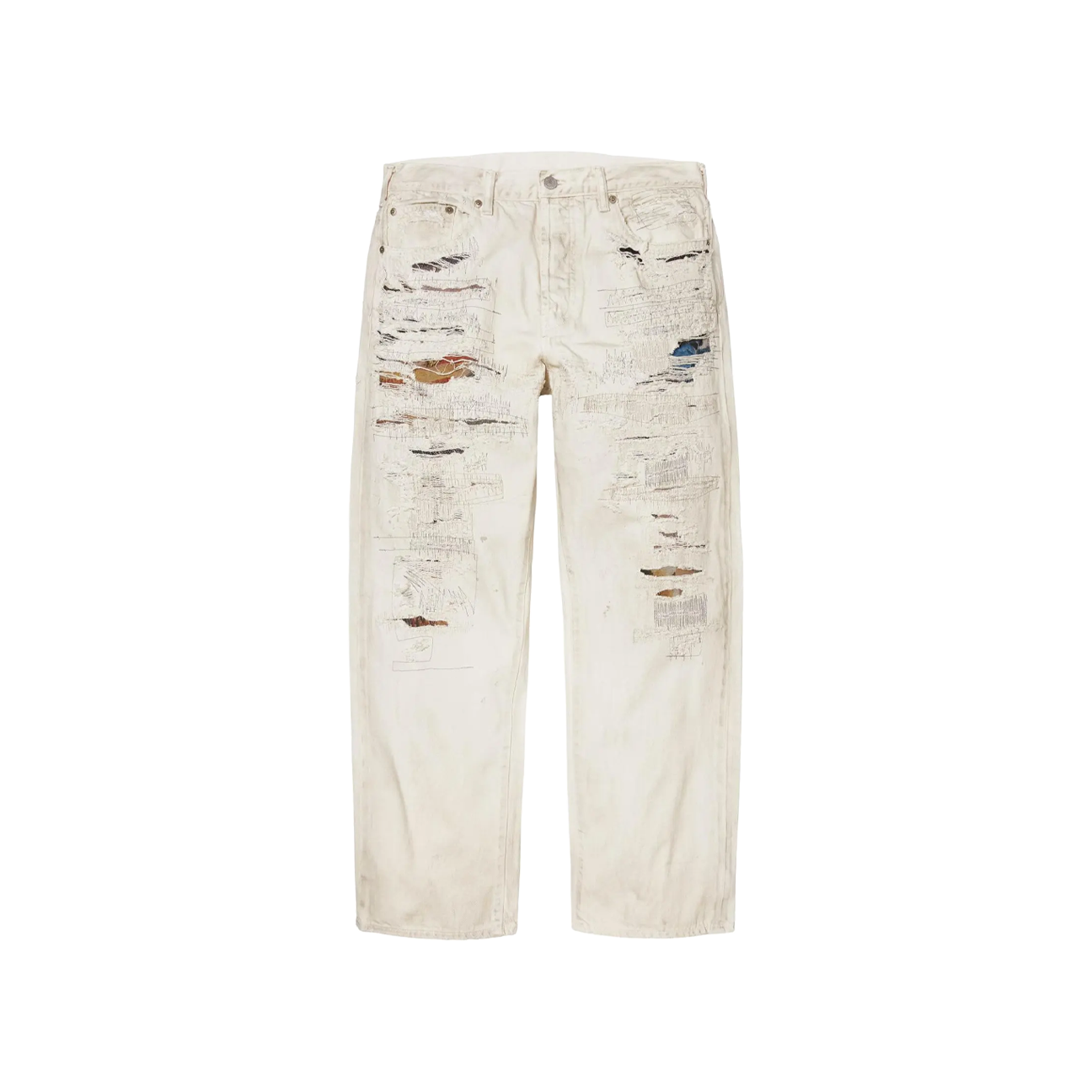 Supreme x MM6 Maison Margiela Distressed Loose Fit Selvedge Jean