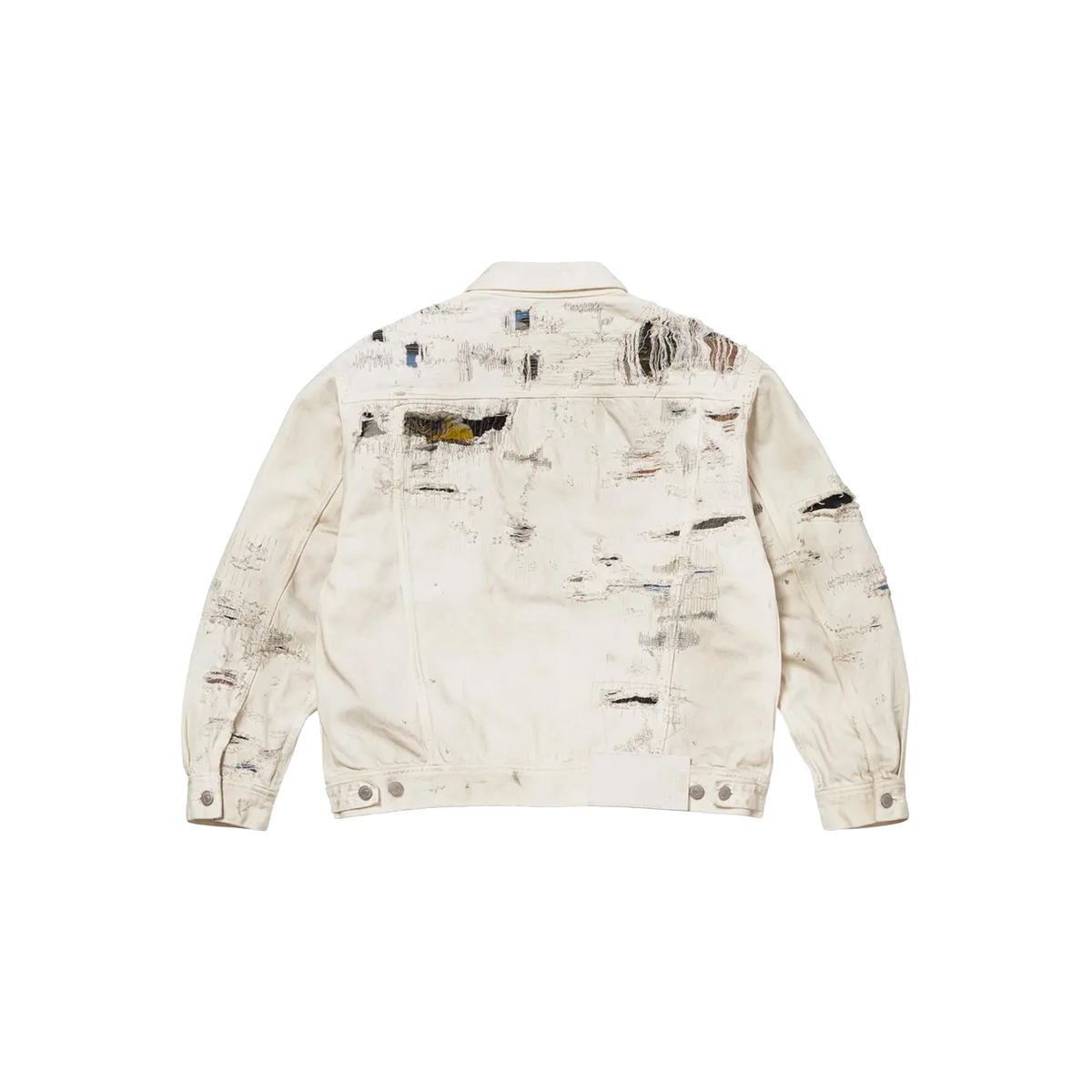 Supreme x MM6 Maison Margiela Distressed Selvedge Denim Trucker Jacket 'White' photo 2