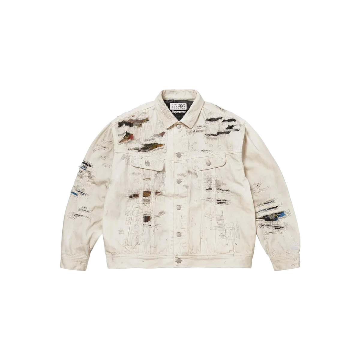 Supreme x MM6 Maison Margiela Distressed Selvedge Denim Trucker Jacket 'White'