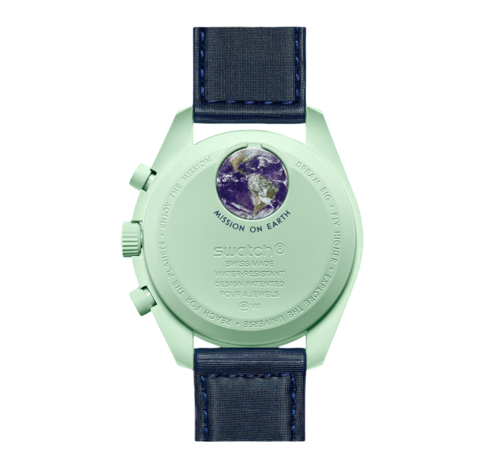 Swatch x Omega Bioceramic Moonswatch Mission to Earth – Blue and Green Chronograph Watch, Space-Inspired Collaboration Timepiece, Collectible Swiss Wristwatch