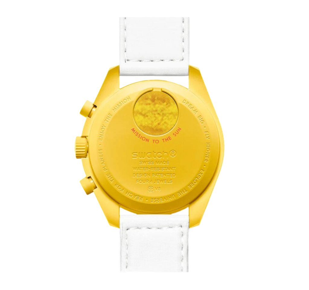 Swatch x Omega Bioceramic Moonswatch Mission to the Sun – Bright Yellow Chronograph Watch, Space-Inspired Collaboration Timepiece, Collectible Swiss Wristwatch