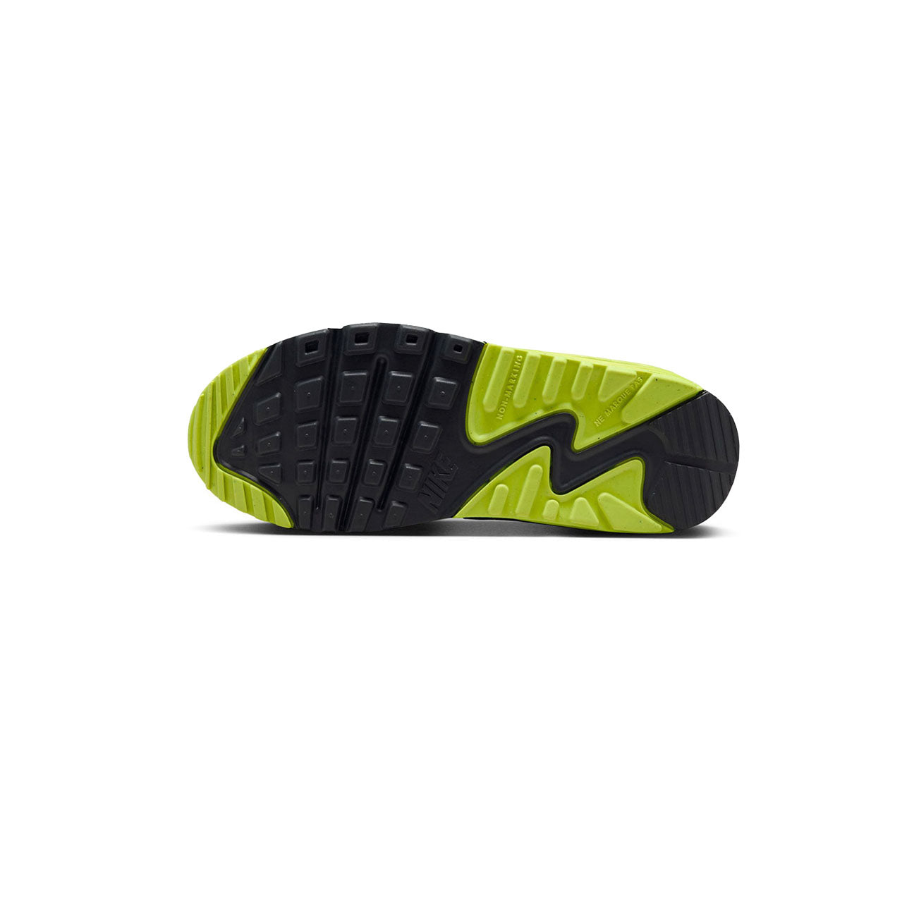 Nike Air Max 90 White Cyber Dark Smoke Grey Khaki GS sneaker with mesh and leather upper and visible Air cushioning
