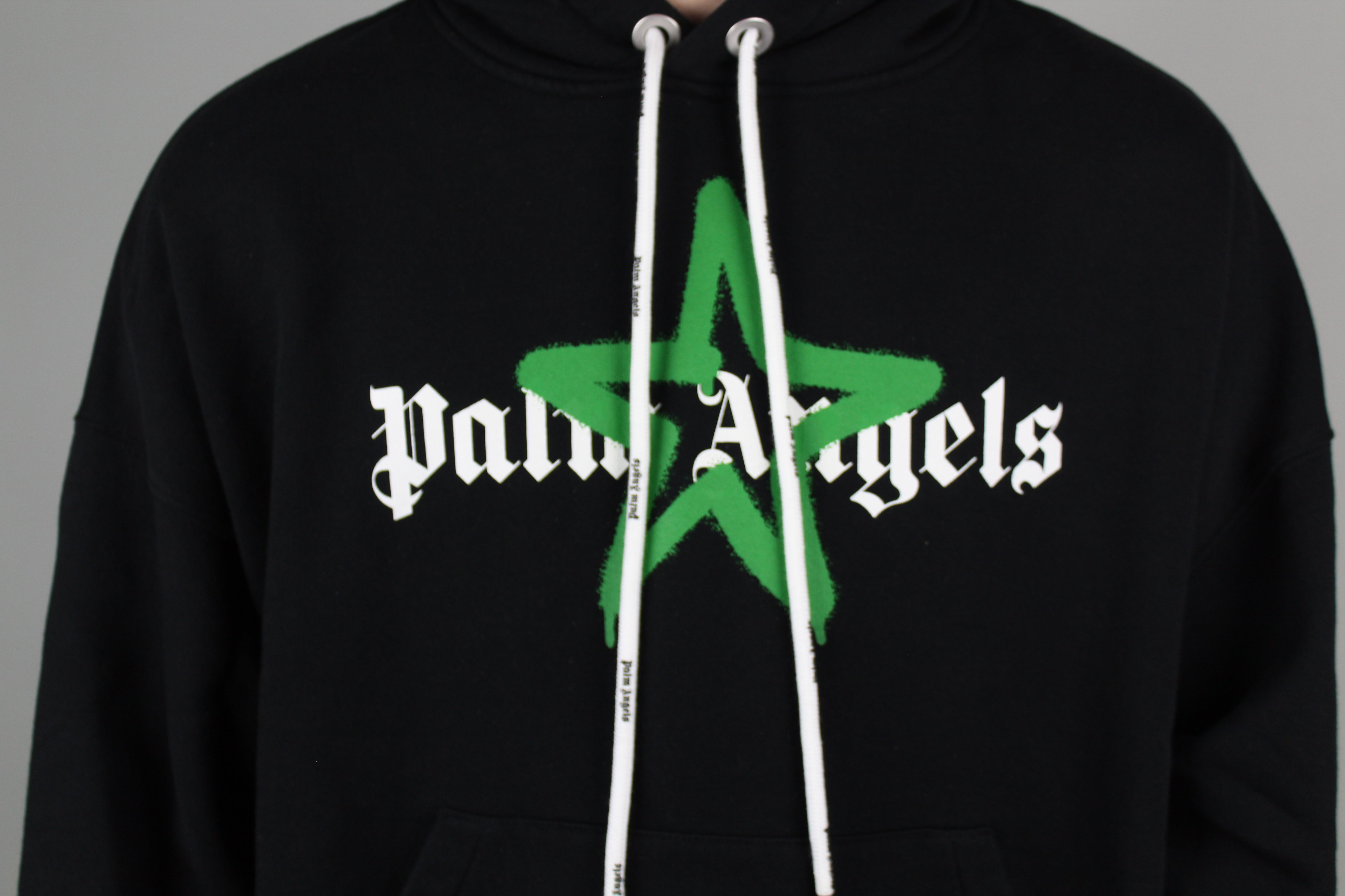 Palm Angels Star Sprayed Hoodie 'Black/Green'-8361785688394-The Attic